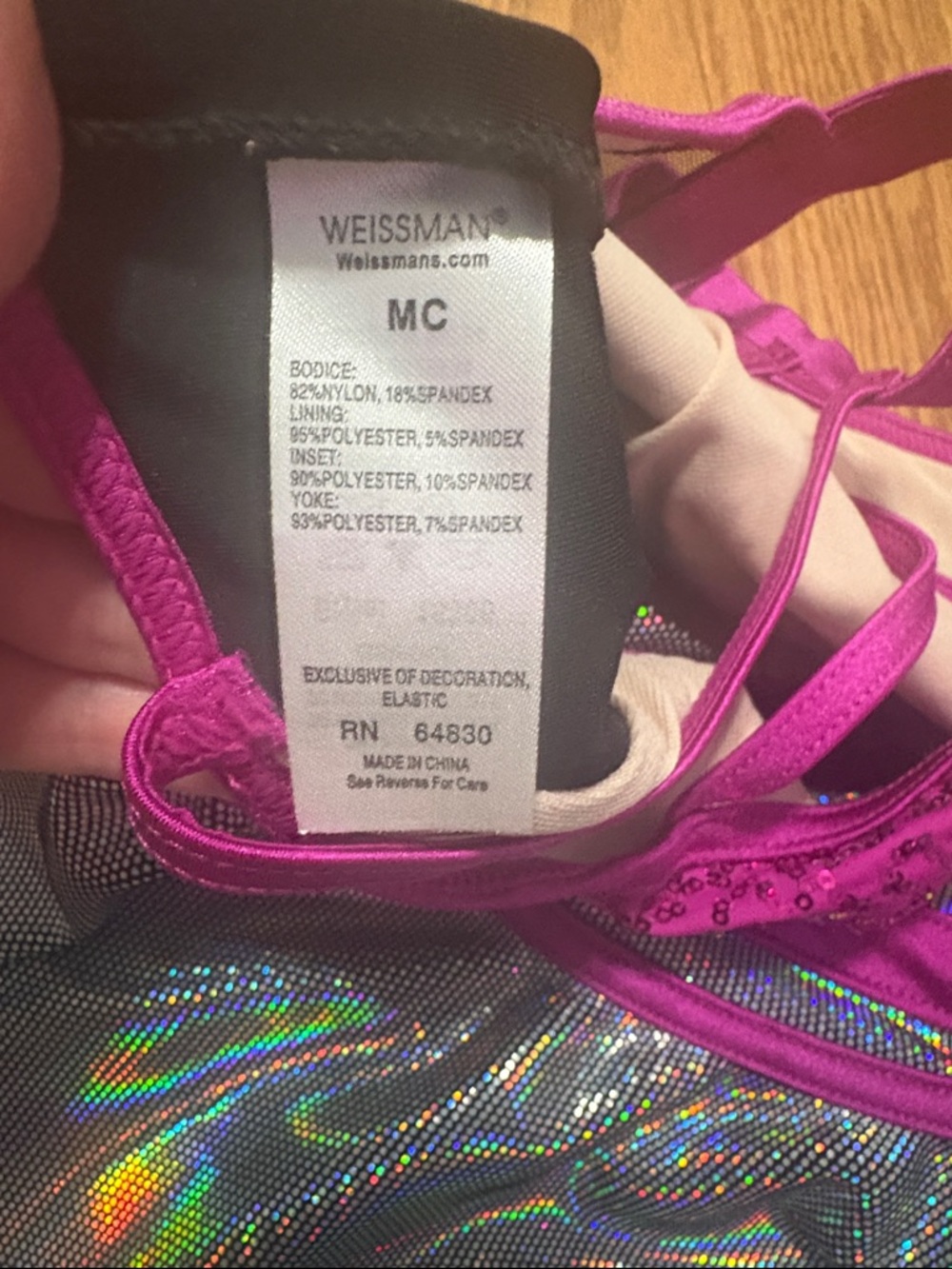 Weissman Magenta Sequin Dance Costume with Iridescent Panels - Picture 2 of 5
